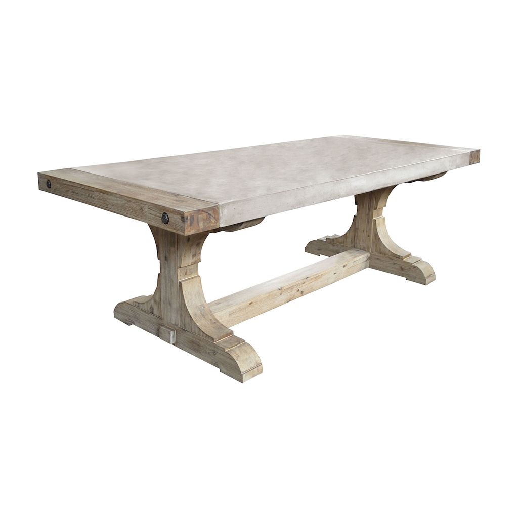 Preview image for Classic TrestleTable In Concrete And Wood With Waxed Atlantic Finish