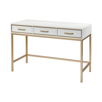 Sands Point 3-Drawer Desk In Off-White And Gold