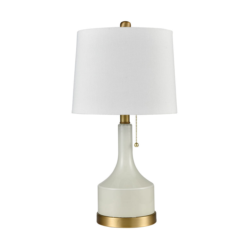 Small But Strong Table Lamp In Jade White Glass And Matte Brushed Gold
