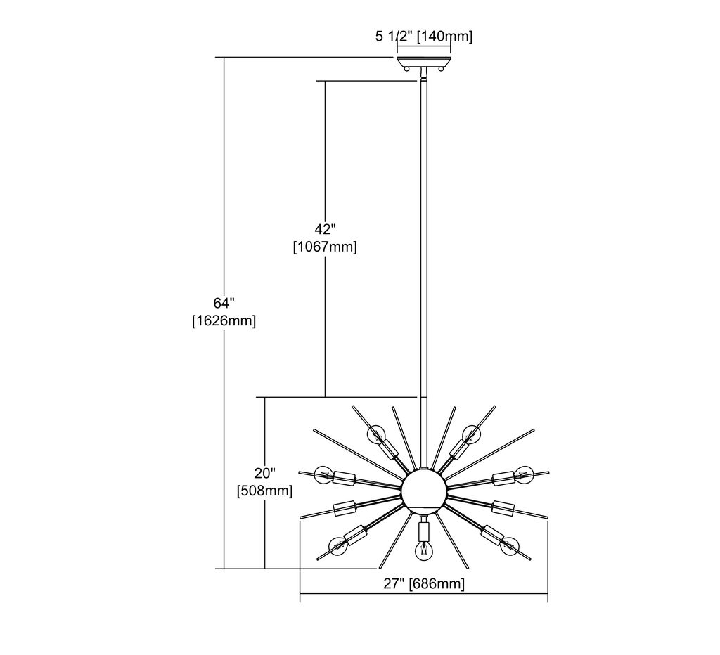 Starburst 12-Light Chandelier In Gold
