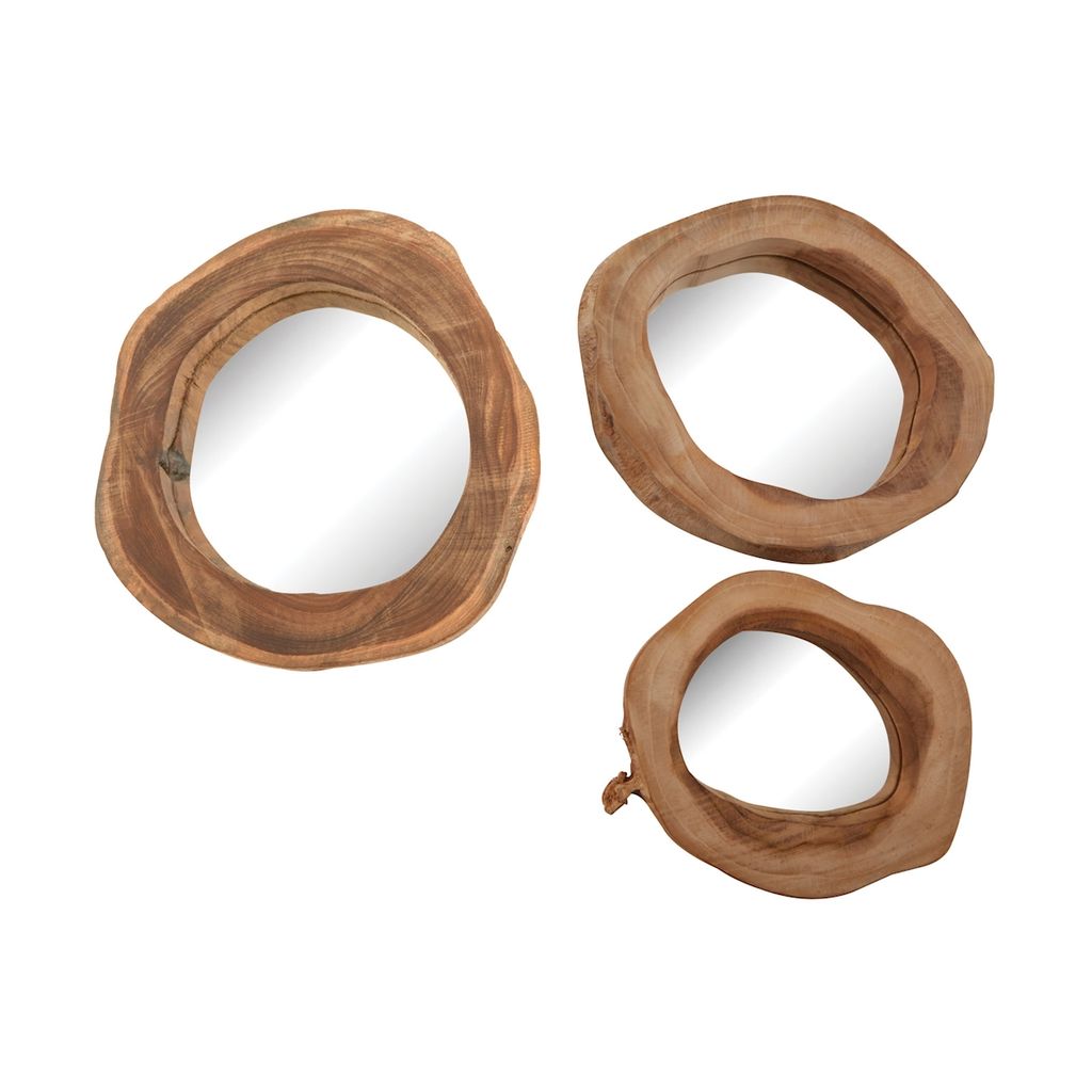 Teak Wood Mirrors (Set Of 3)