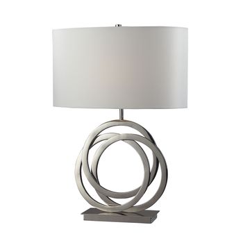 Table Lamp In Polished Nickel White Shade