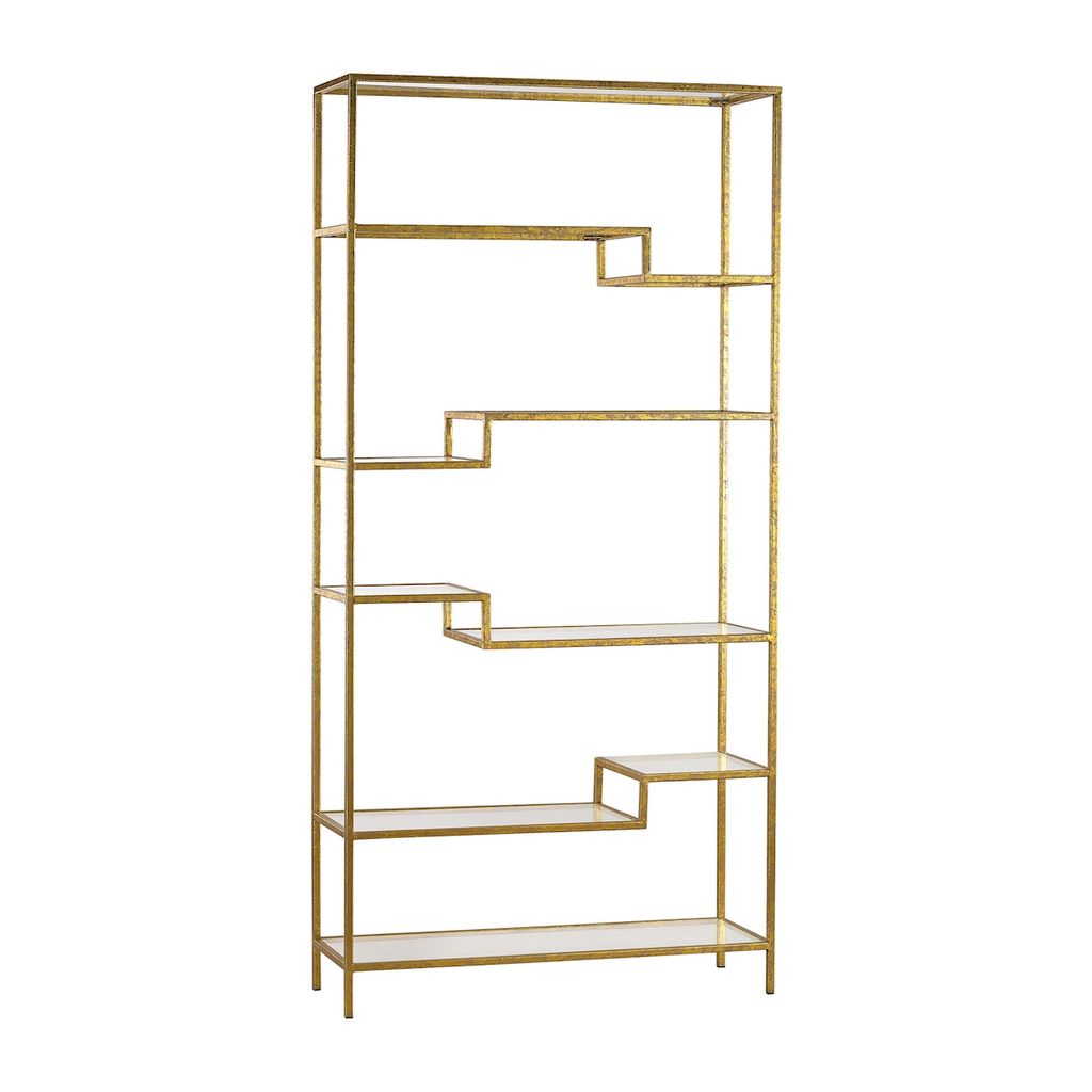 Preview image for Vanguard Shelving Unit In Gold With Mirrored Surfaces