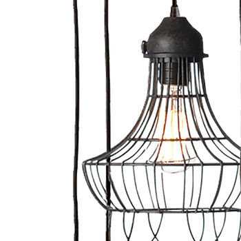 Wire 5-Light Mini Pendant With Wire Cages In Five Shapes