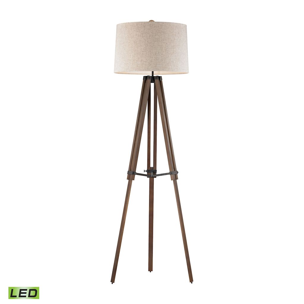 Wooden Brace Tripod Floor Lamp - Led