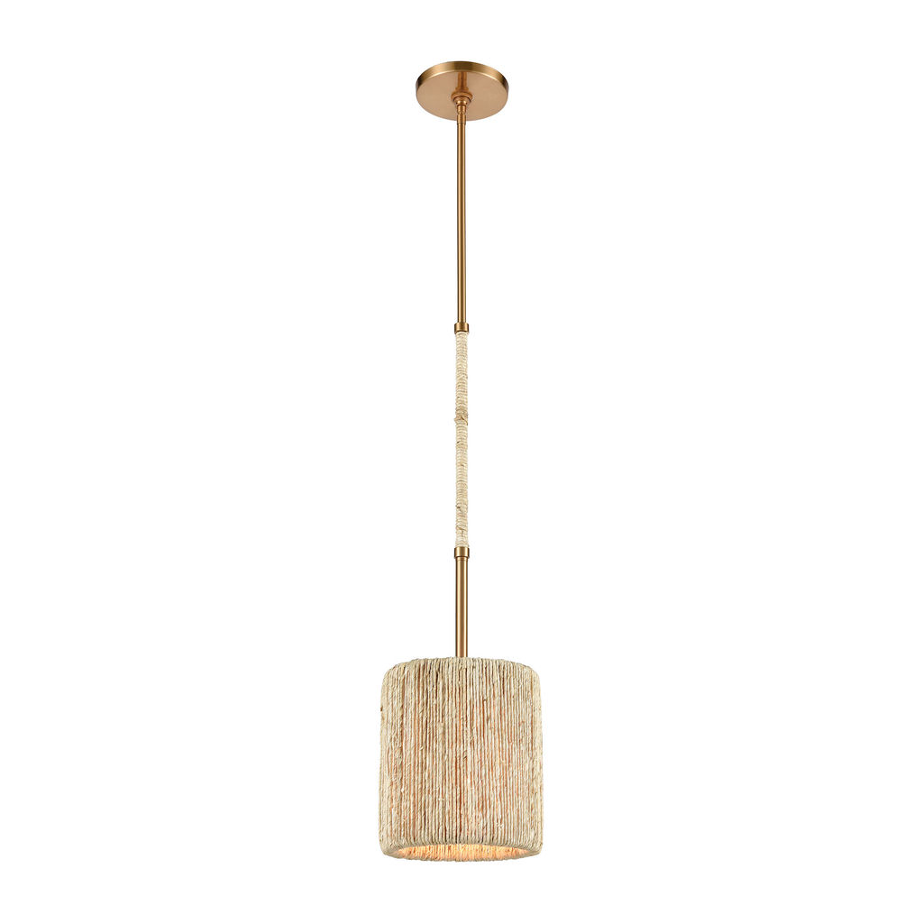 Preview image for Abaca 1-Light Mini Pendant In Satin Brass With Abaca Rope
