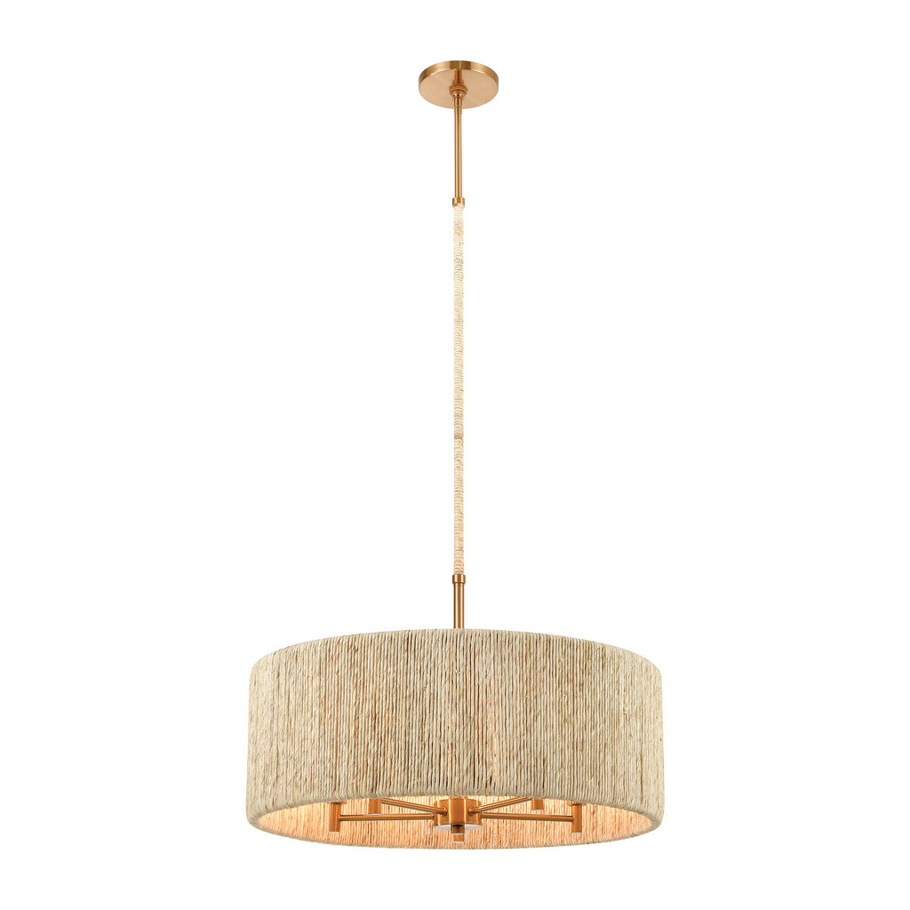 Preview image for Abaca 5-Light Chandelier In Satin Brass With Abaca Rope