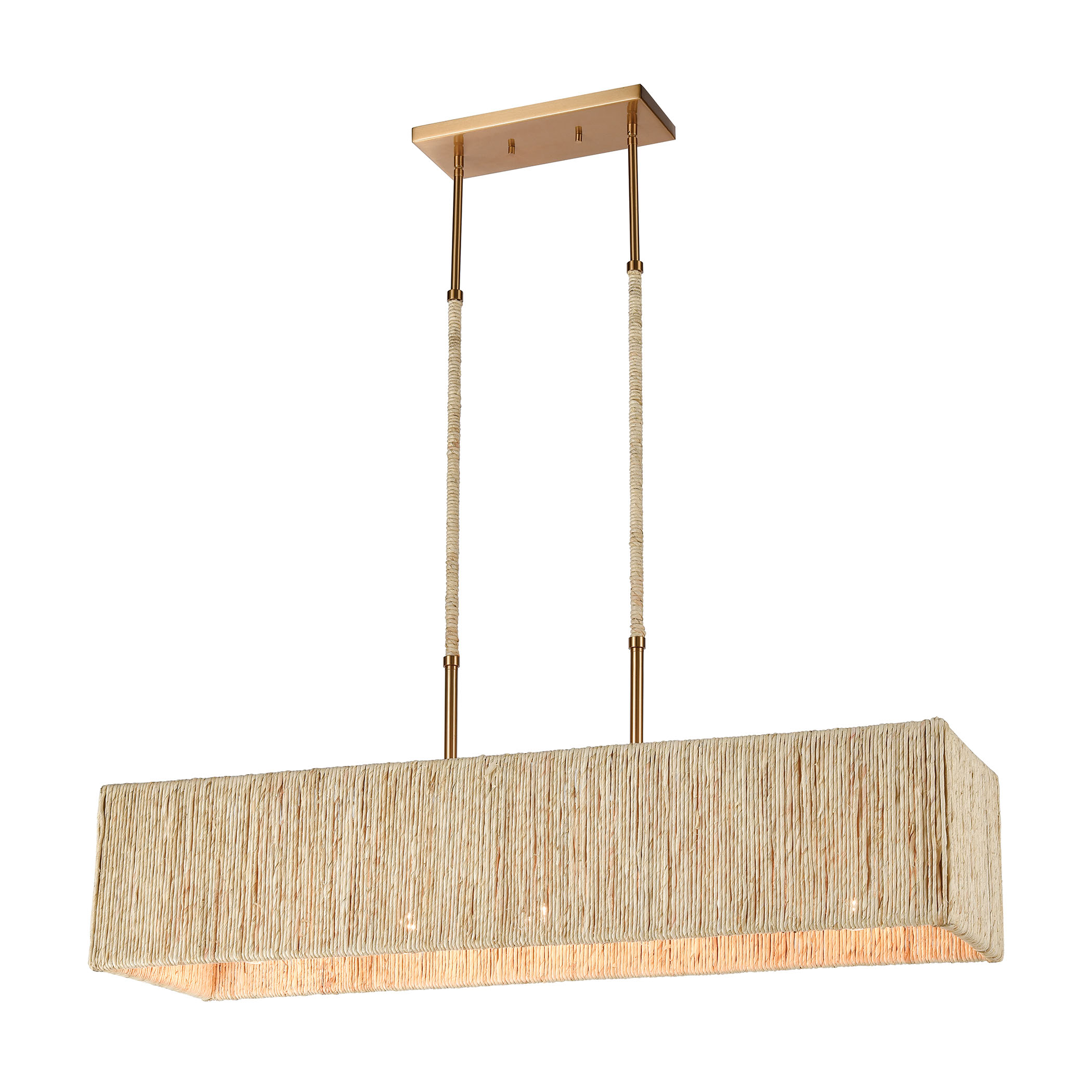 Preview image for Abaca 5-Light Linear Chandelier In Satin Brass With Abaca Rope
