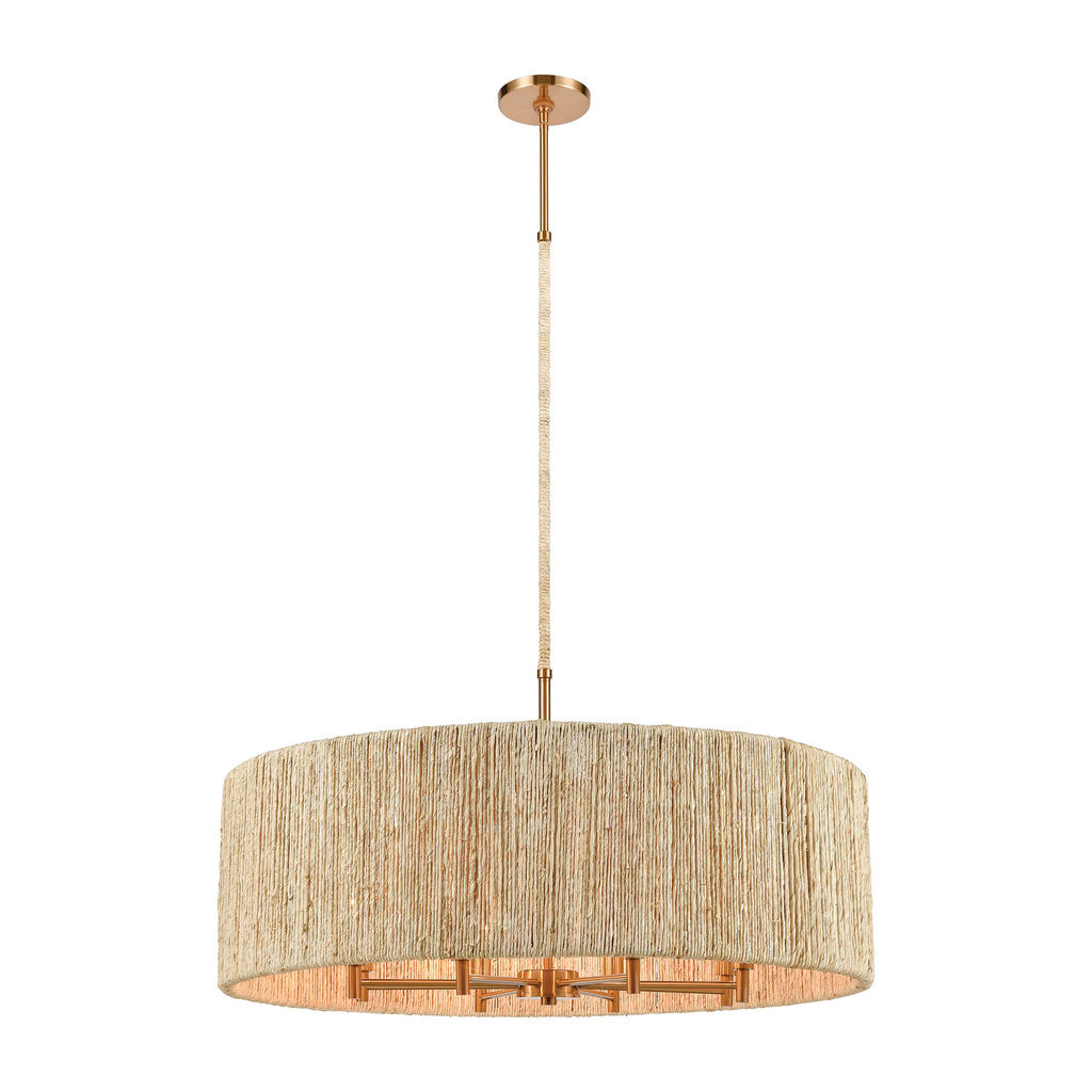 Preview image for Abaca 8-Light Chandelier In Satin Brass With Abaca Rope