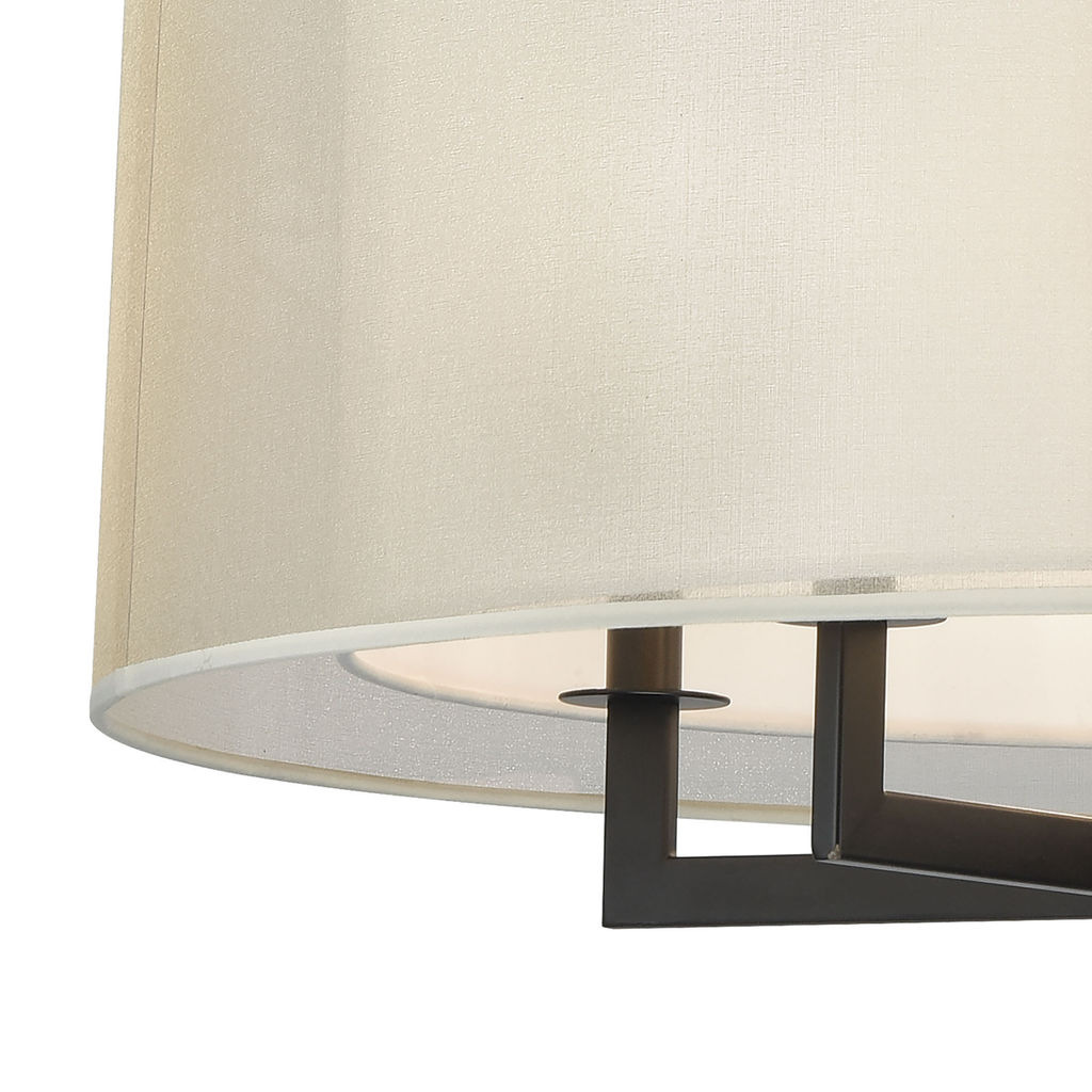 Ashland 5-Light Chandelier In Matte Black With Webbed Organza And White Fabric Shade