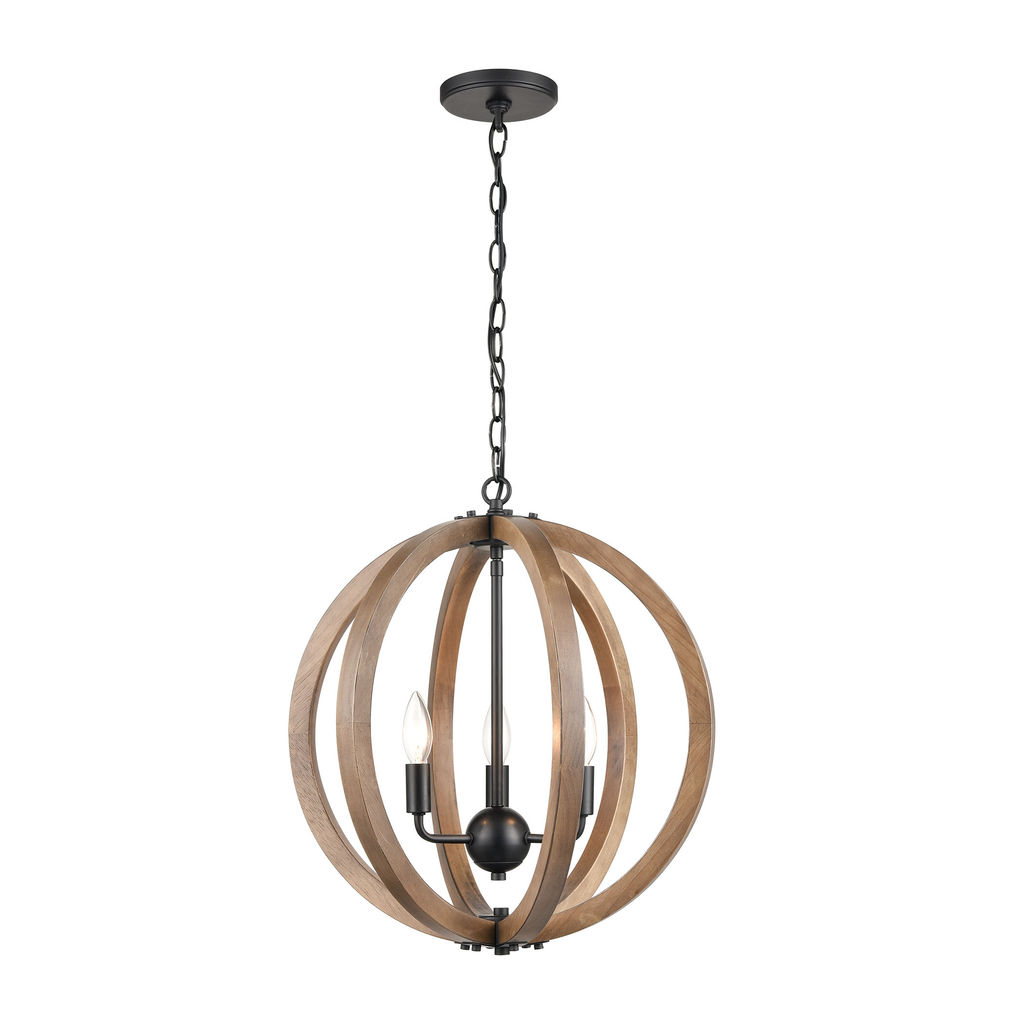 Preview image for Barrow 3-Light Chandelier In Birchwood And Matte Black