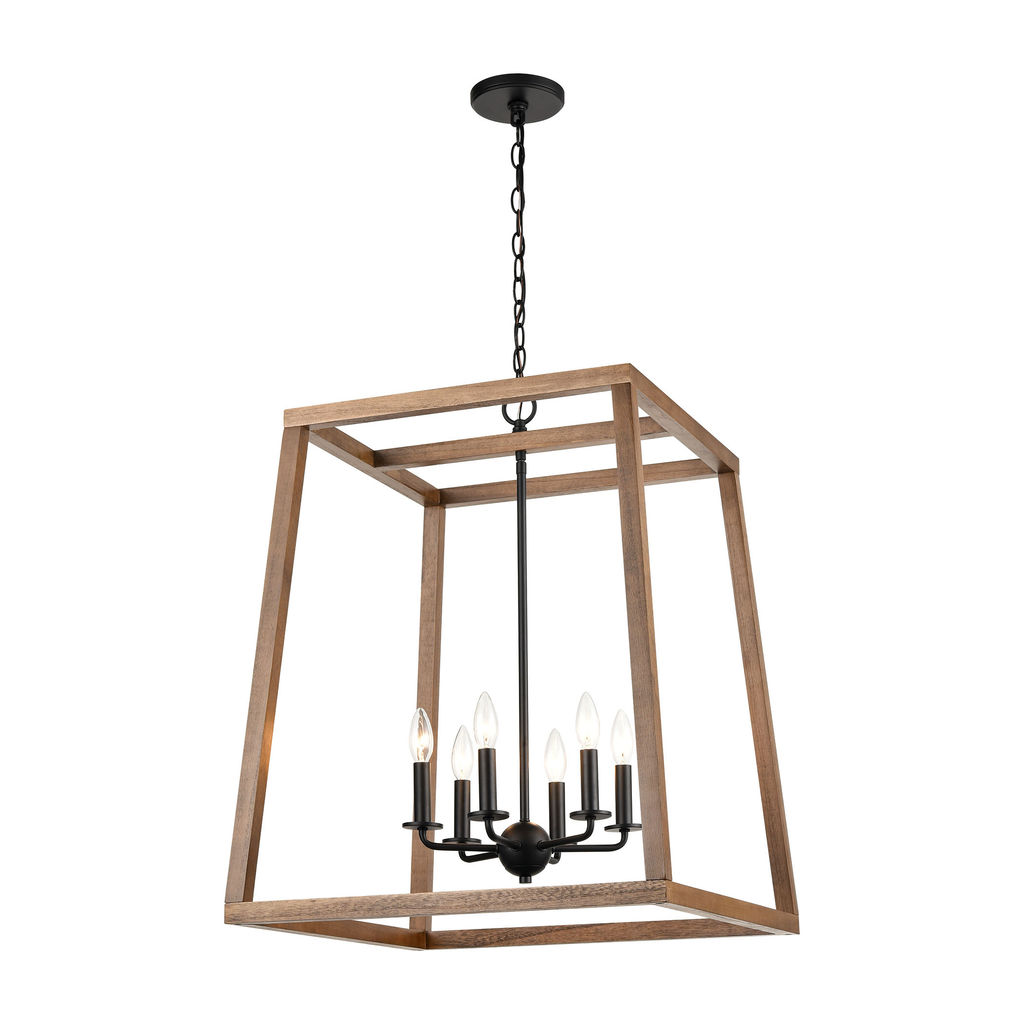 Preview image for Barrow 6-Light Chandelier In Birchwood And Matte Black