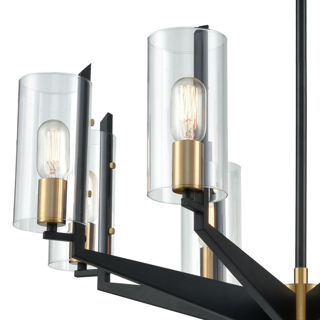 Blakeslee 8-Light Chandelier In Matte Black And Satin Brass With Clear Glass