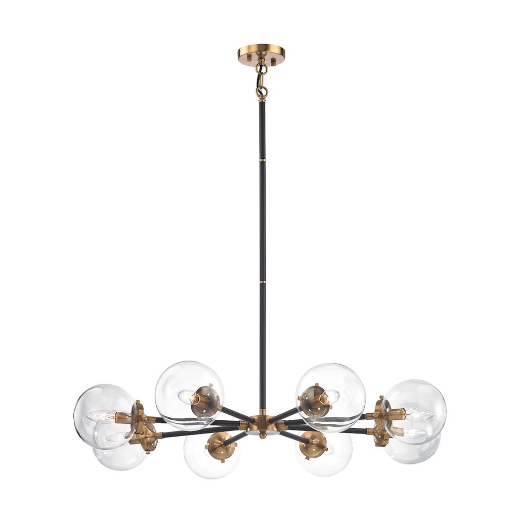 Preview image for Boudreaux 8-Light Chandelier In Antique Gold And Matte Black With Sphere-Shaped Glass