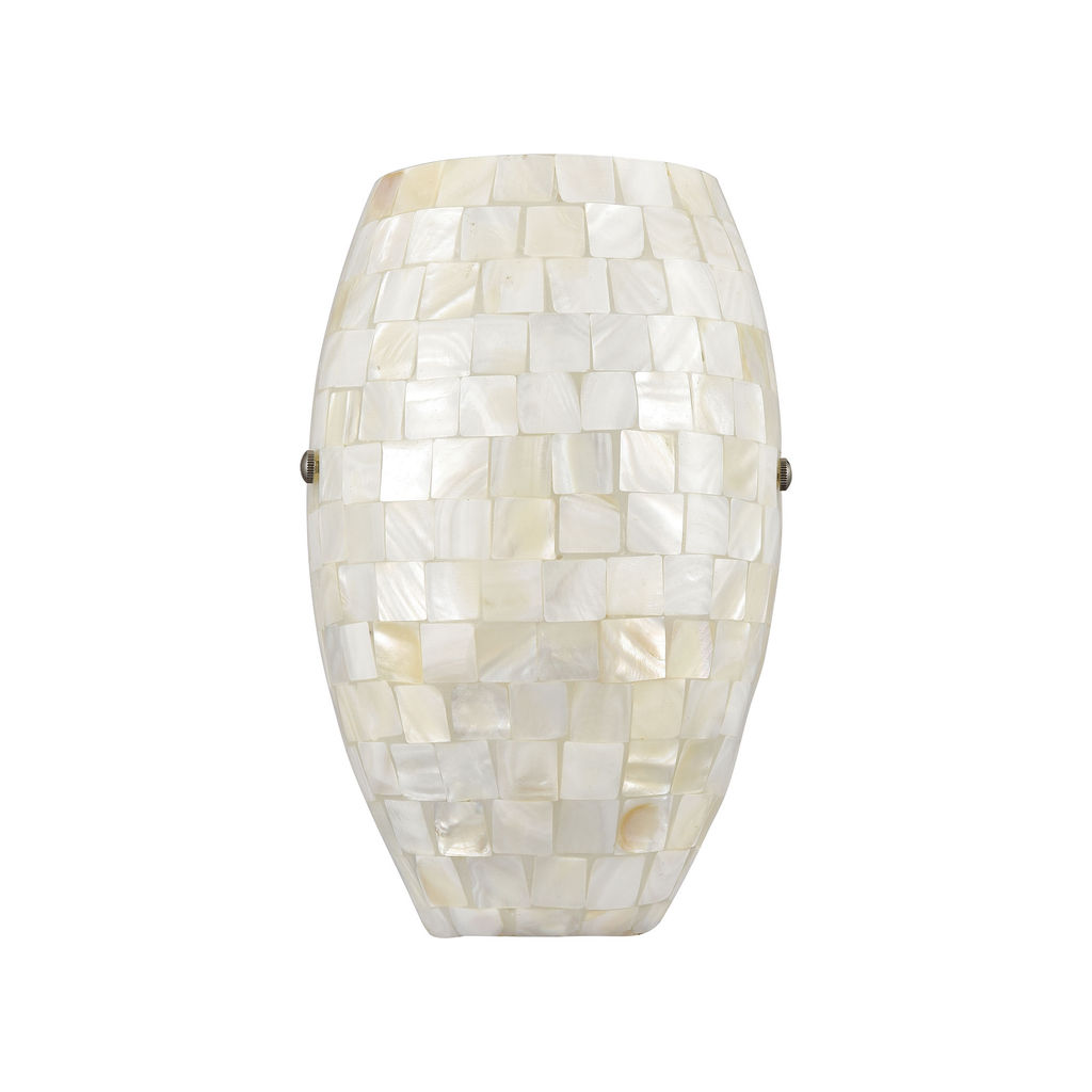 Capri 1-Light Sconce In Satin Nickel With Glass/Capiz Shells
