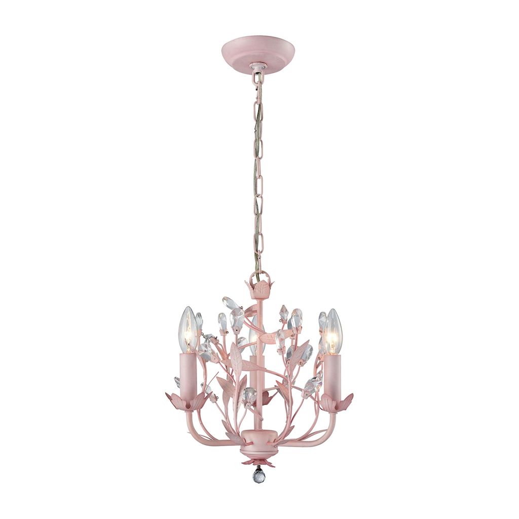 Circeo 3-Light Chandelier In Light Pink With Crystal