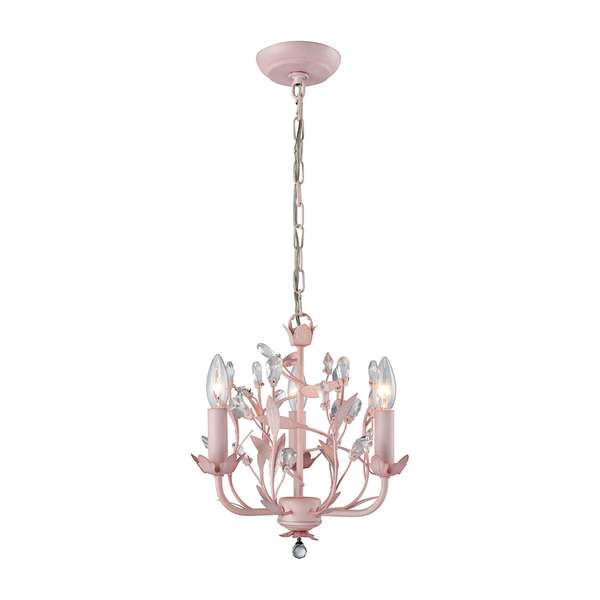Circeo 3-Light Chandelier In Light Pink With Crystal