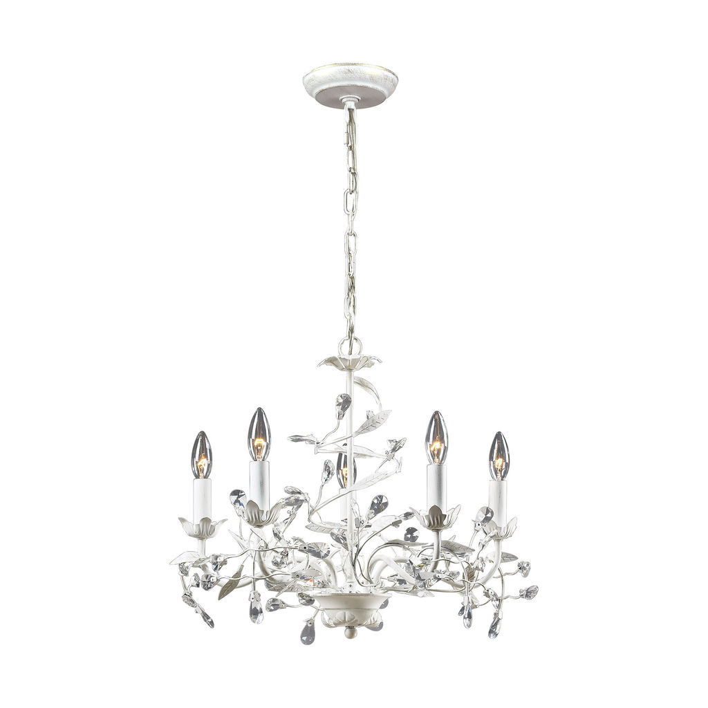 Preview image for Circeo 5-Light Chandelier In Antique White With Crystal