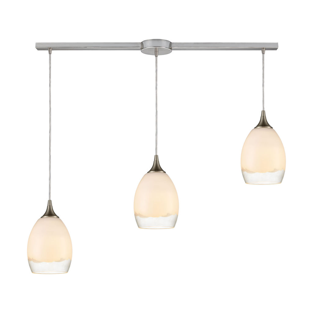 Cirrus 3-Light Linear Mini Pendant, Satin Nickel / Opal White