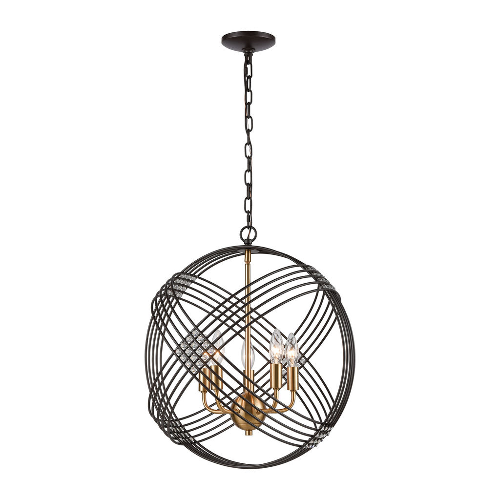 Concentric 5-Light Chandelier In Oil Rubbed Bronze With Clear Crystal Beads