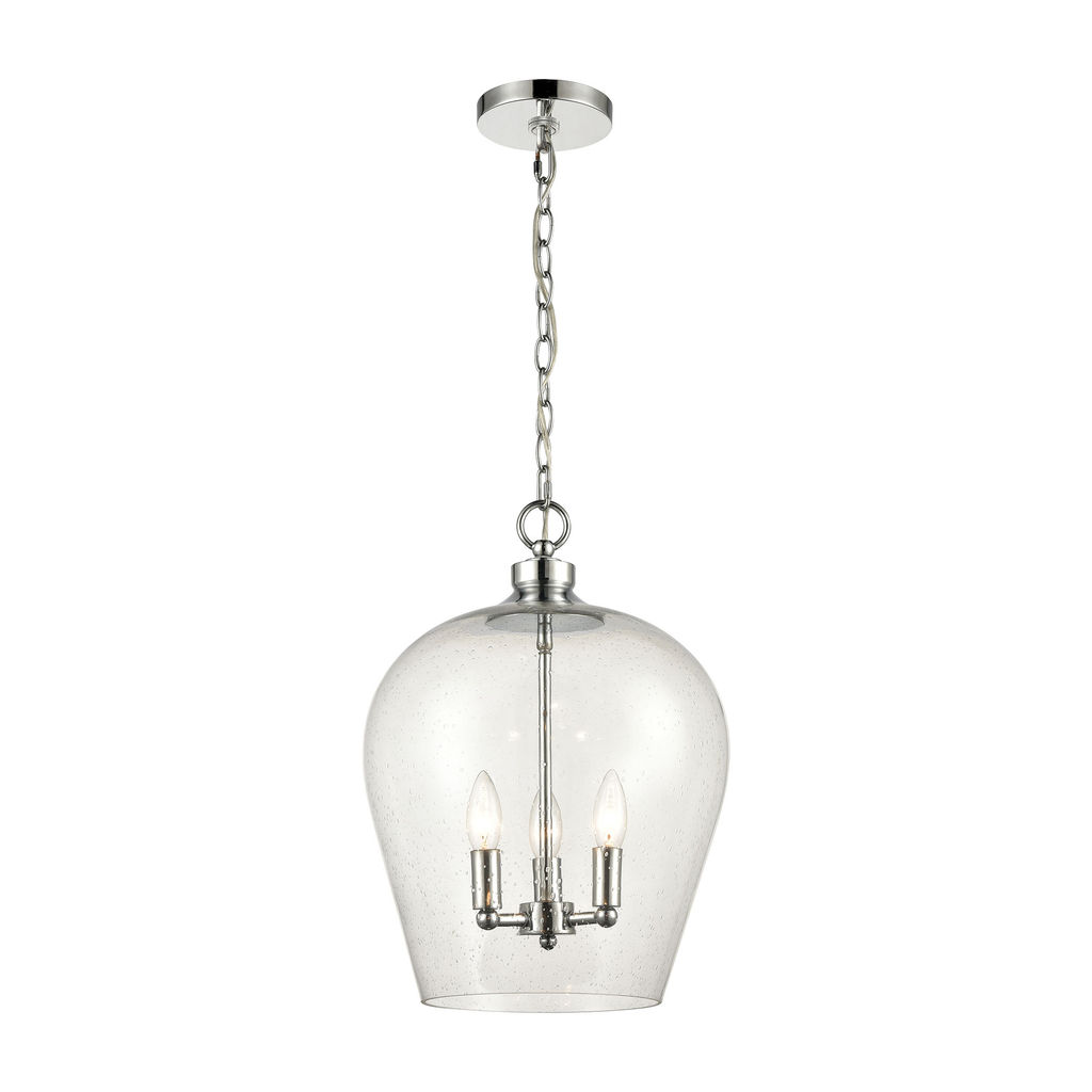 Preview image for Darlene 3-Light Pendant In Polished Chrome With Seedy Glass