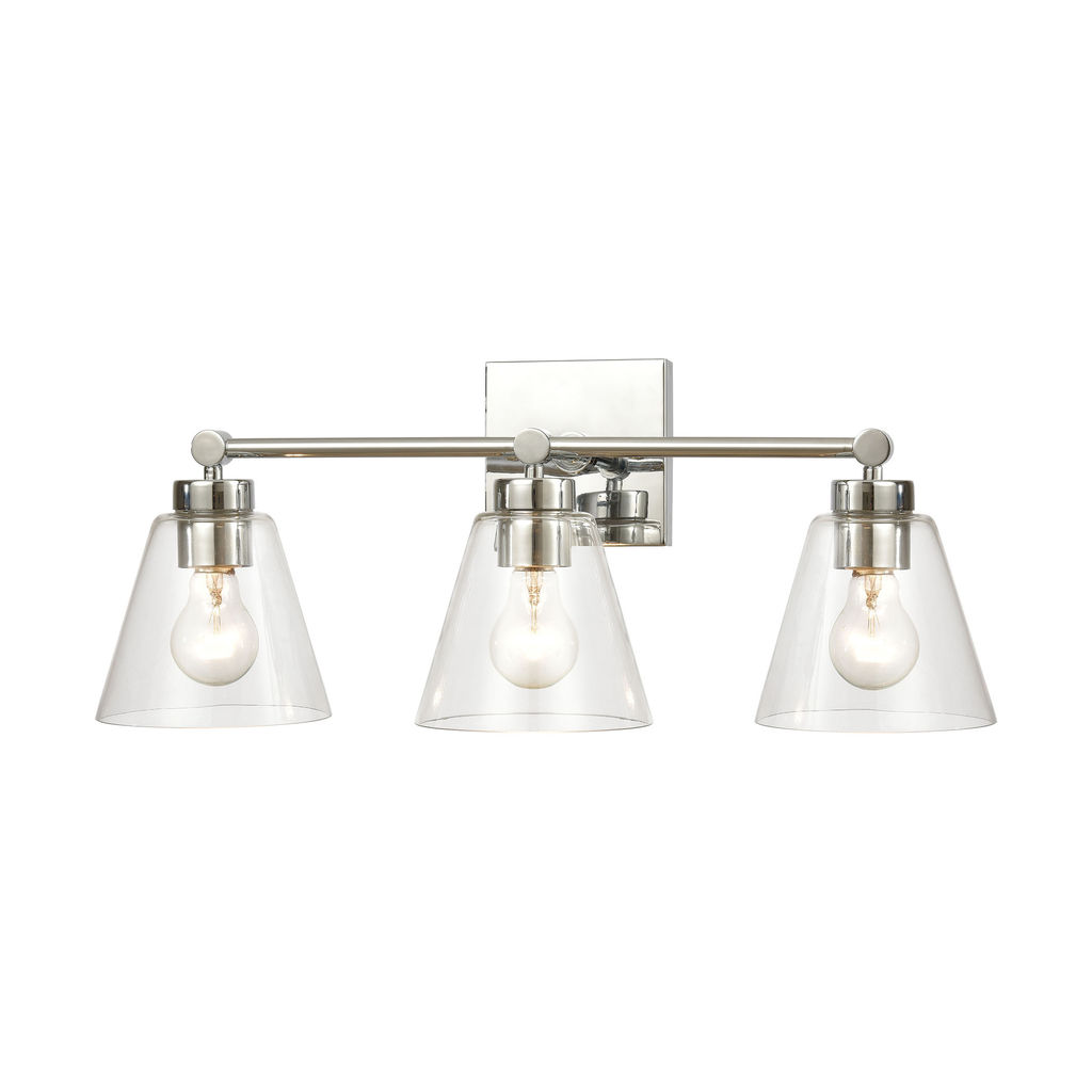 Preview image for East Point 3-Light Vanity Light In Polished Chrome With Clear Glass