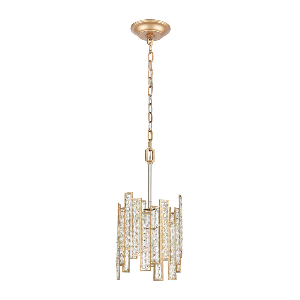 Equilibrium 1-Light Mini Pendant In Matte Gold With Clear Crystal