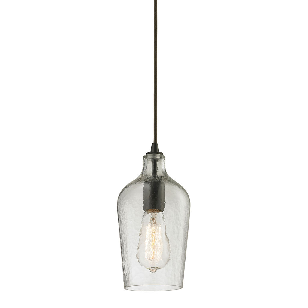 Preview image for Mini Pendant - Bronze Finish With Hammered Clear Glass