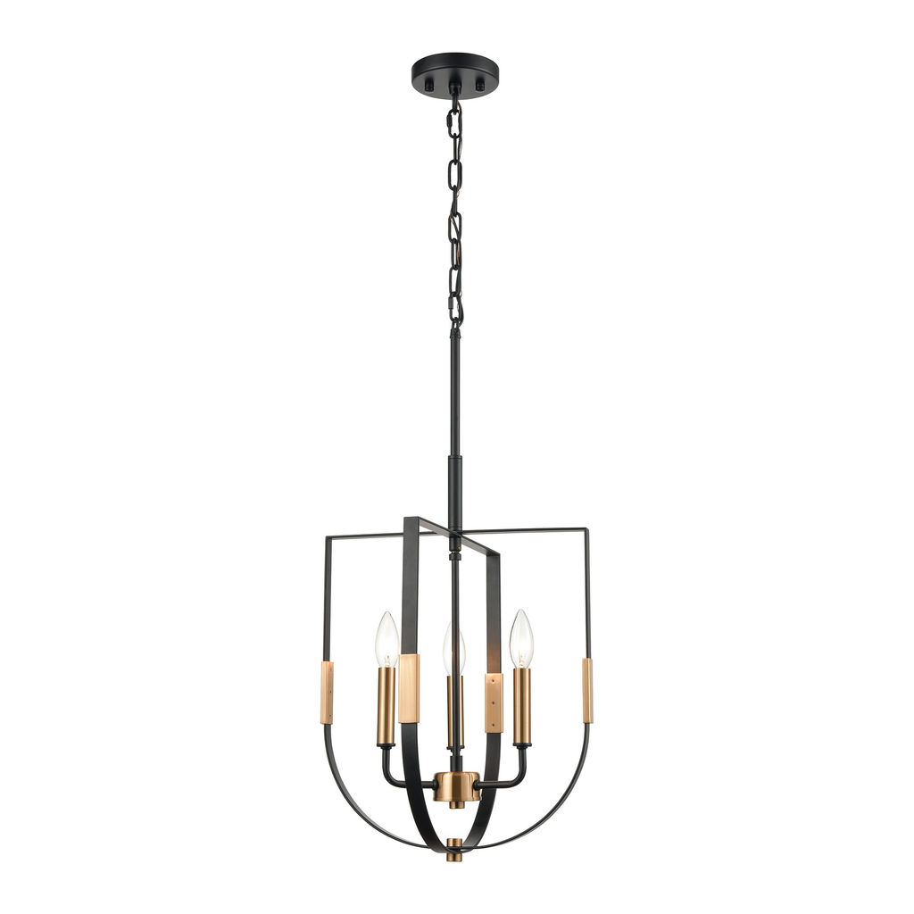 Heathrow 3-Light Pendant In Matte Black / Satin Brass