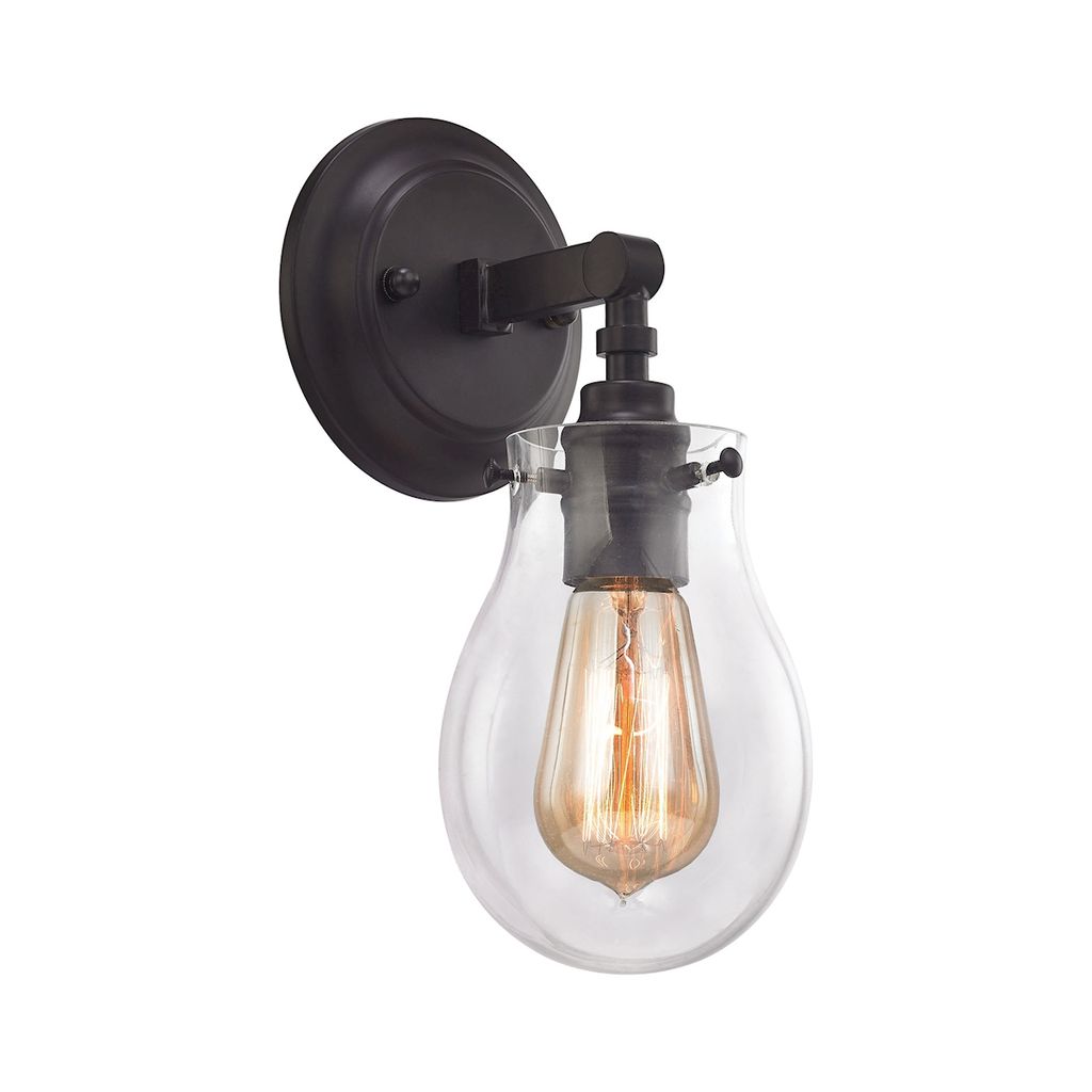 Jaelyn 1-Light Vanity Lamp In Oil Rubbed Bronze With Clear Glass