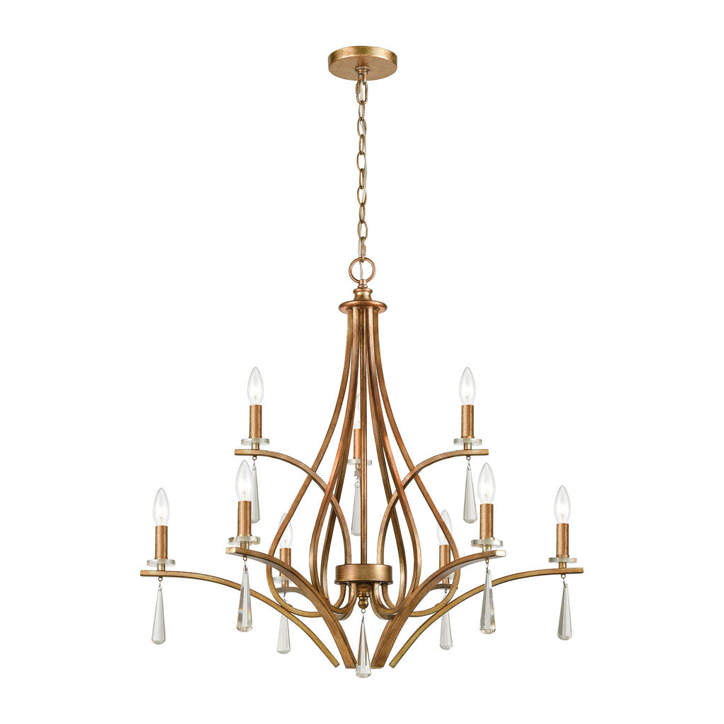 Katania 9-Light Chandelier In Antique Gold