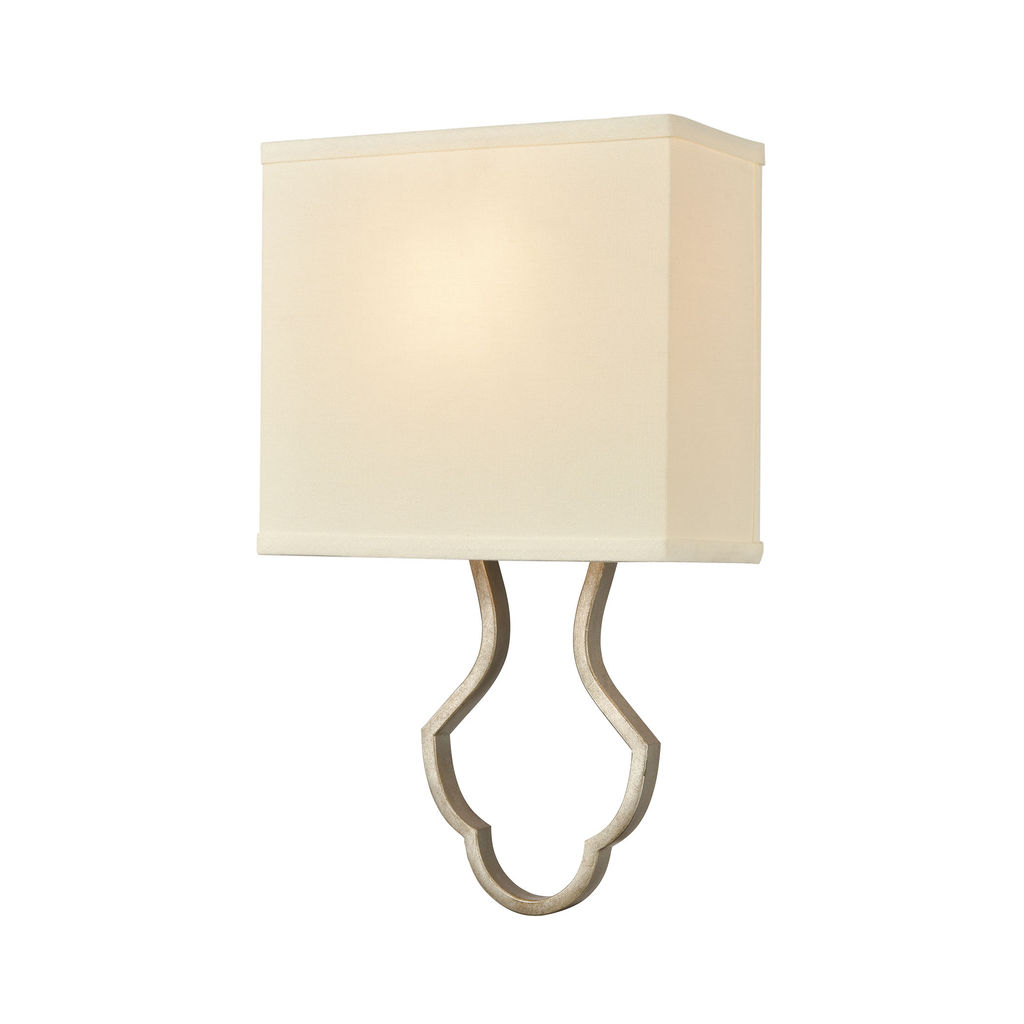 Preview image for 1-Light Sconce In Dusted Silver With White Fabric Shade