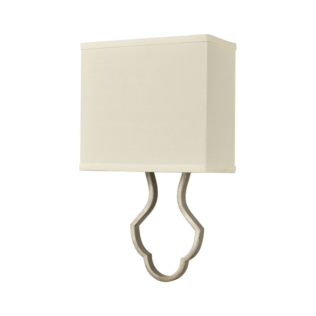 1-Light Sconce In Dusted Silver With White Fabric Shade