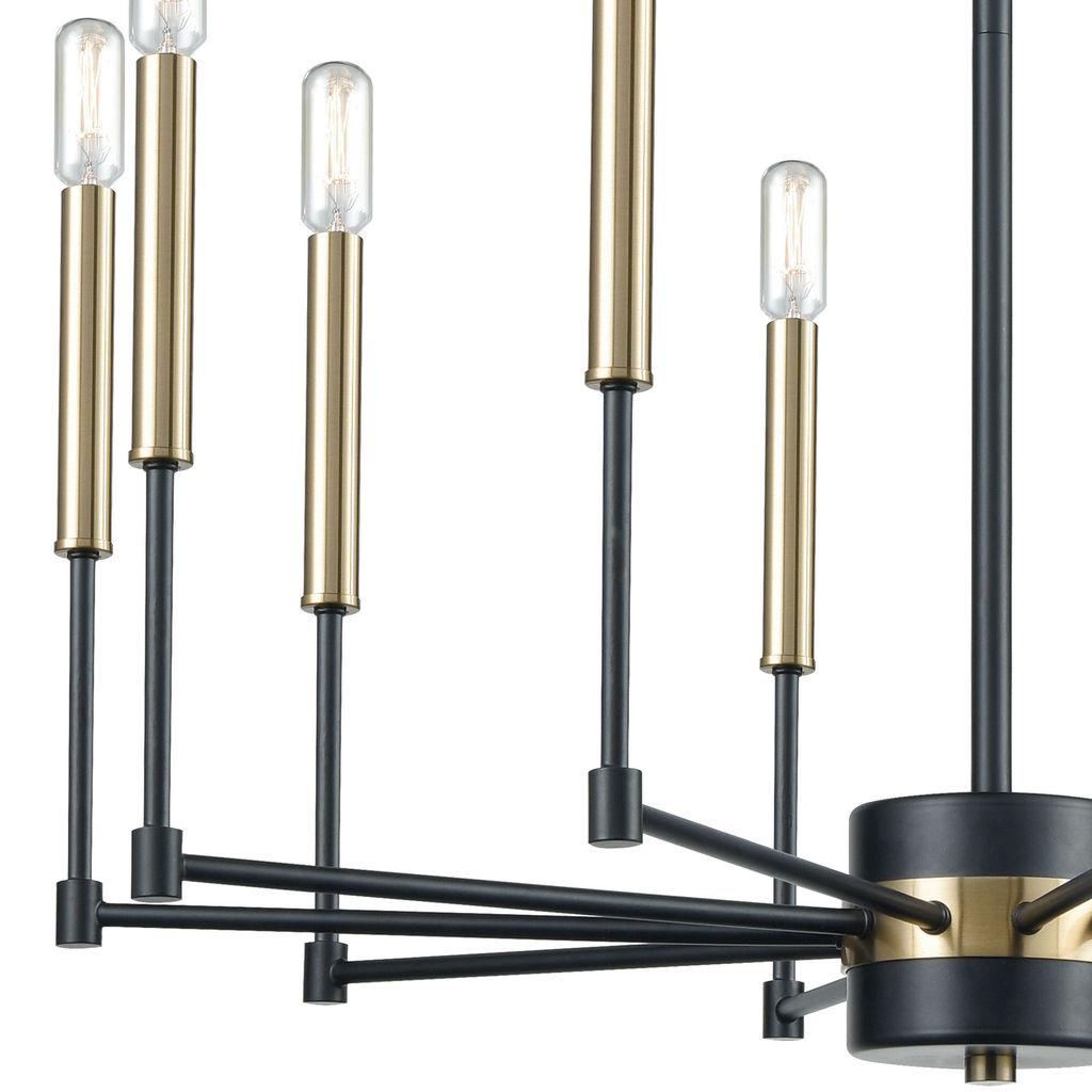 Livingston 10-Light Chandelier In Matte Black And Satin Brass