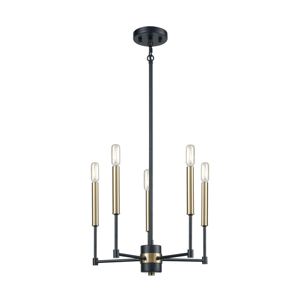 Livingston 5-Light Chandelier In Matte Black And Satin Brass