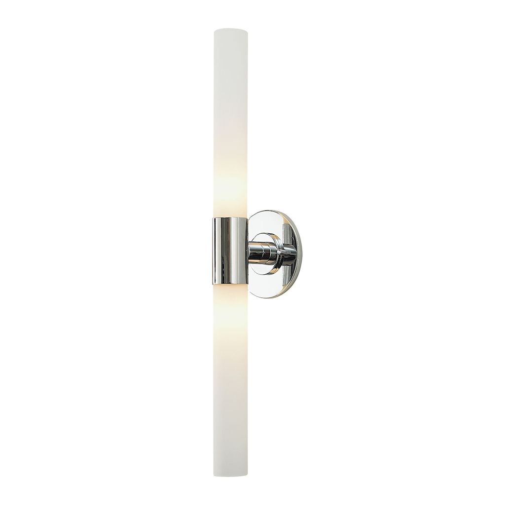 Preview image for Long Cylinder 2-Light Vanity Lamp In Chrome With White Opal Glass