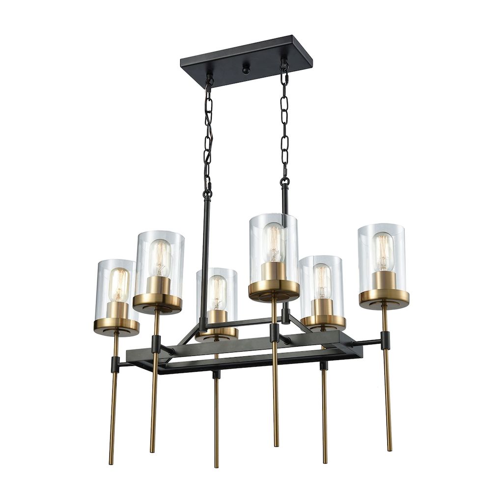 Preview image for North Haven 6-Light Chandelier In Oil Rubbed Bronze And Satin Brass With Clear Glass