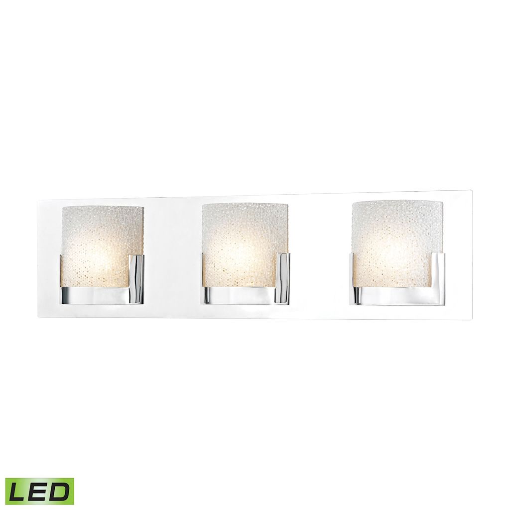 Preview image for Ophelia 3-Light Vanity Sconce In Chrome With Perforated Clear Glass - Integrated Led