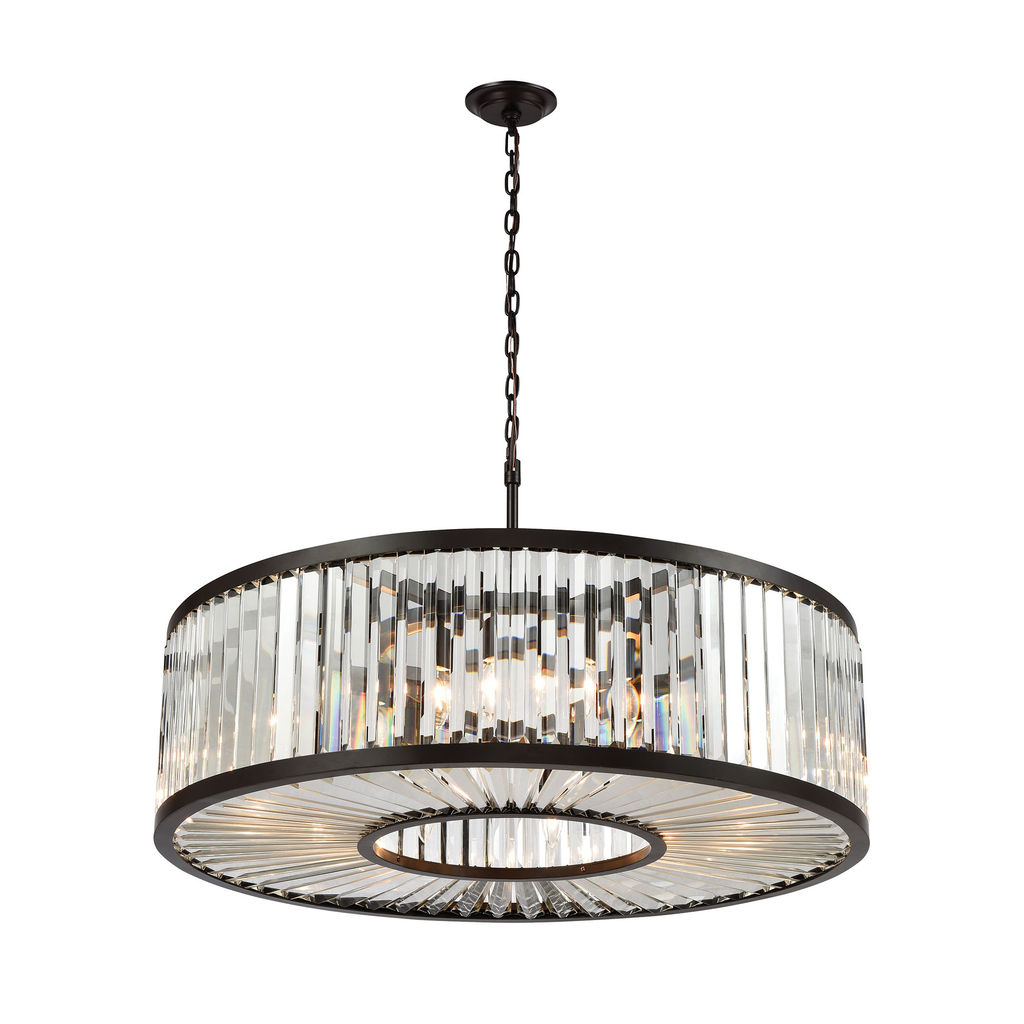 Palacial 11-Light Chandelier In Oil Rubbed Bronze With Clear Crystal