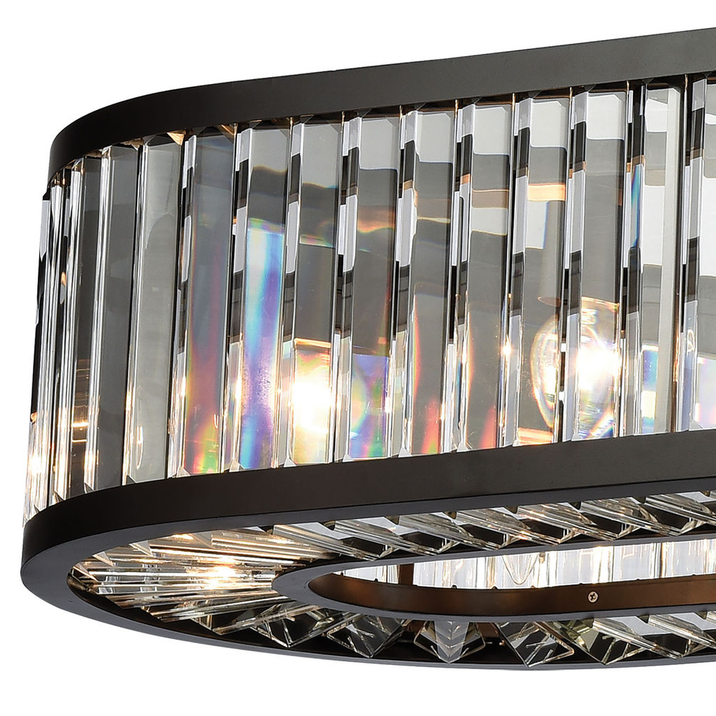 Palacial 14-Light Linear Chandelier In Oil Rubbed Bronze With Clear Crystal