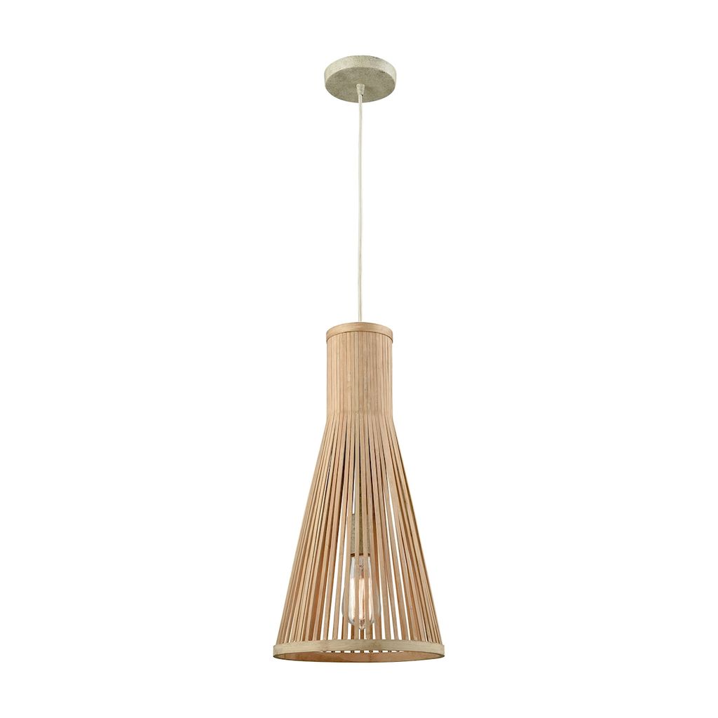 Pleasant Fields 1-Light Mini Pendant In Russet Beige With Natural Wicker Shade