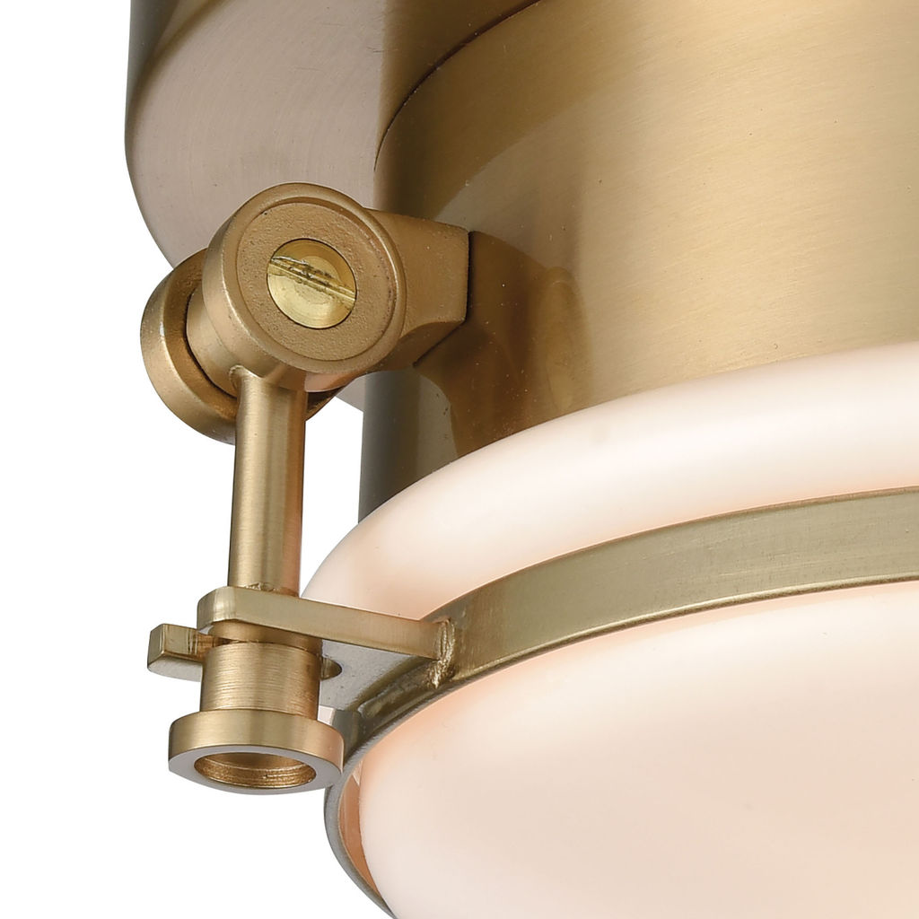 Riley 1-Light Flush Mount In Satin Brass With Opal White Blown Glass
