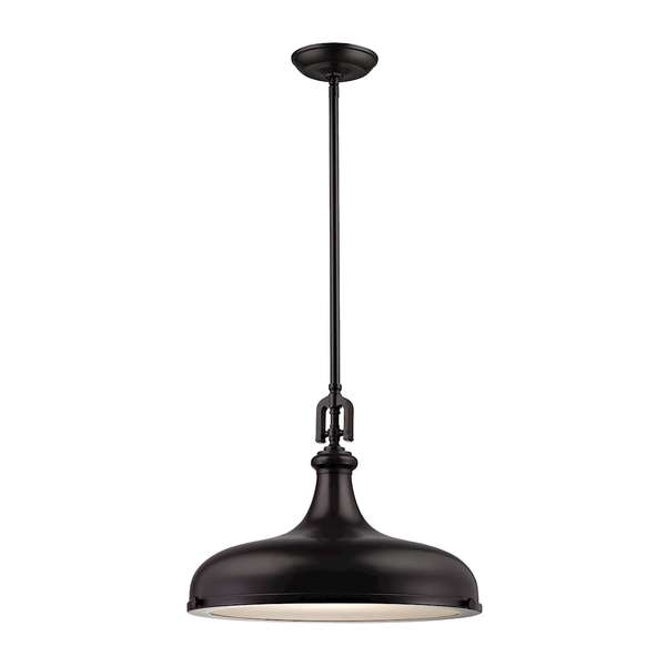 1-Light Pendant In Oil Rubbed Bronze With Metal Shade