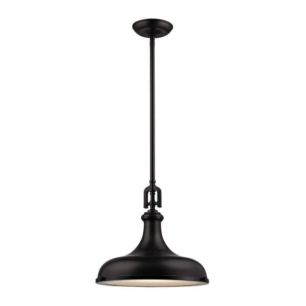 1-Light Pendant In Oil Rubbed Bronze With Metal Shade