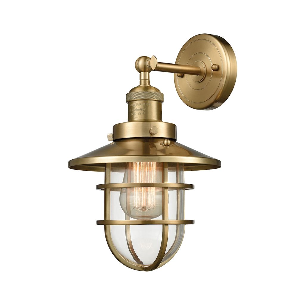 Preview image for Seaport 1-Light Wall Lamp In Satin Brass With Clear Glass