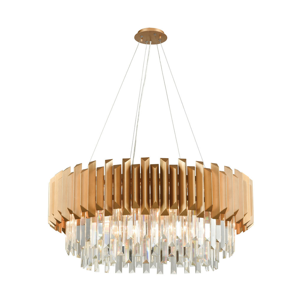 Seneca Falls 8-Light Chandelier In Matte Gold With Crystal
