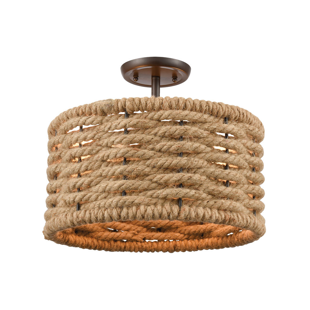 Preview image for Weaverton 2-Light Semi Flush Mount In Oil Rubbed Bronze With Rope