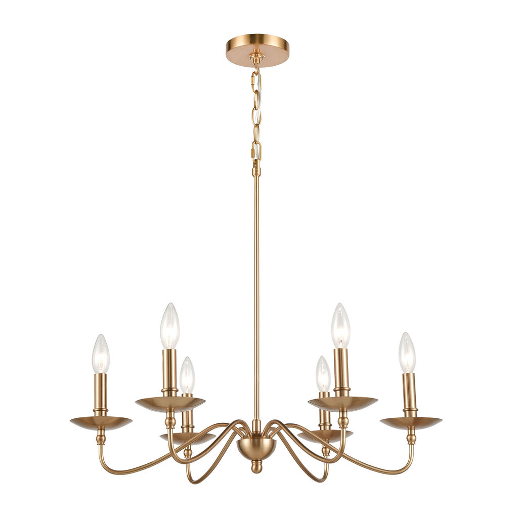 Wellsley 6-Light Chandelier In Burnished Brass