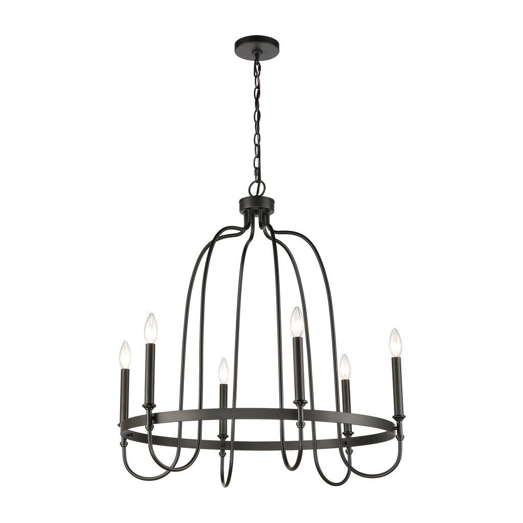 6-Light Chandelier In Matte Black