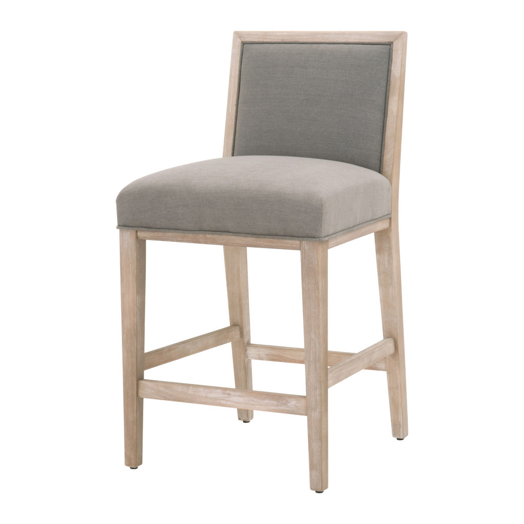 Counter Stool Slate Fabric + Solid Rubberwood Frame (Set of 2)